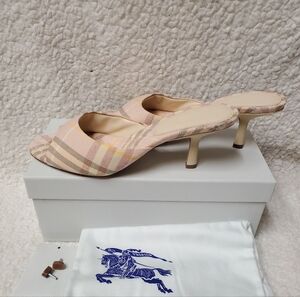 Burberry Mews 65MM Check Linen-Blend Mules